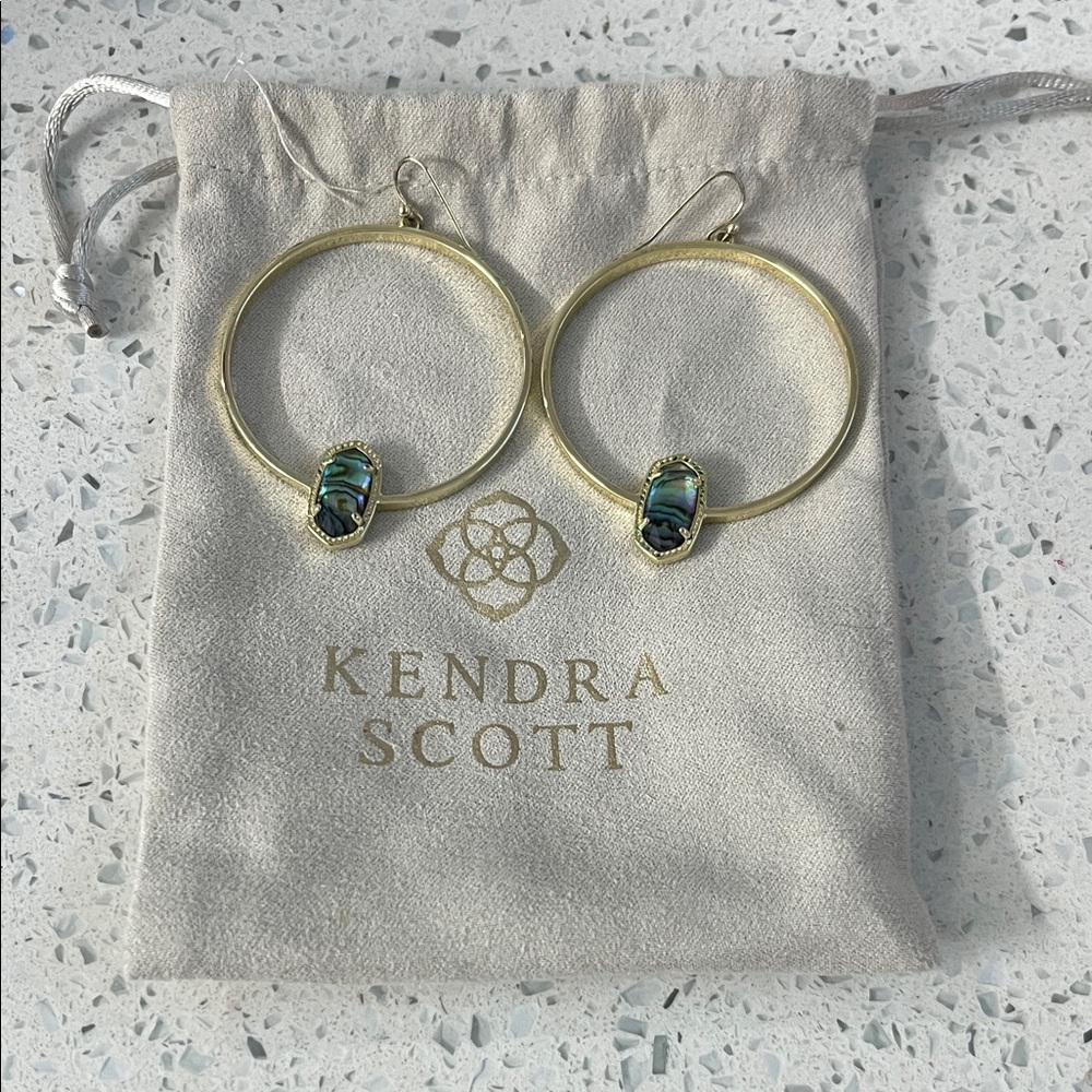 Kendra Scott Statement Gold Hoops with Abalone Shell